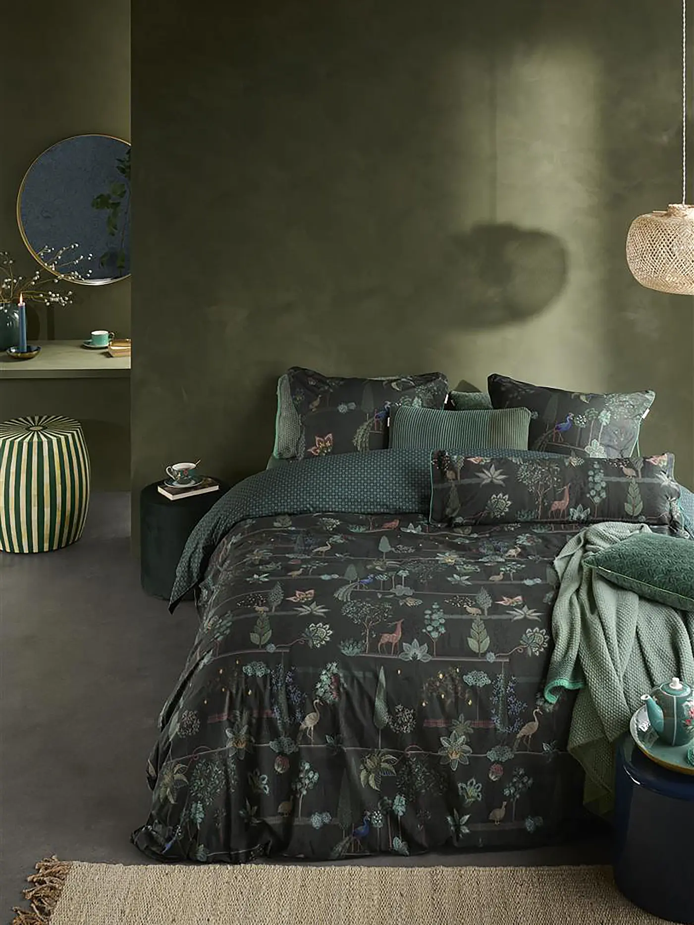 PIP STUDIO | Perkal Bettwäsche 70x90cm/140x200cm ALBERI Dark Green | 